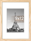 Upsimples 9x12 Picture Frame - Versatile Display for 6x8 Photos with Mat or 9x12 Without - Natural Finish