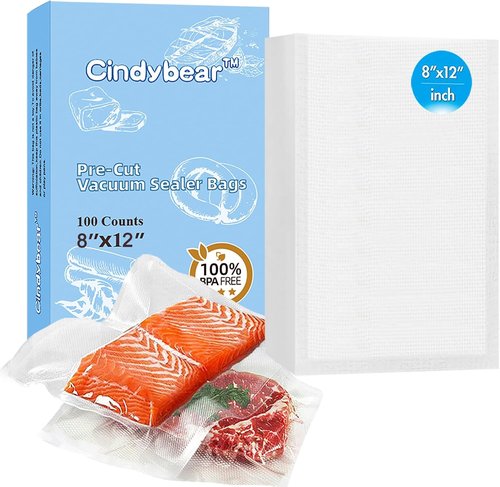 FoodSaver Vacuum Sealer Bags - 100 Pre-Cut 8 x 12 Inch BPA-Free Heavy Duty Storage Bags