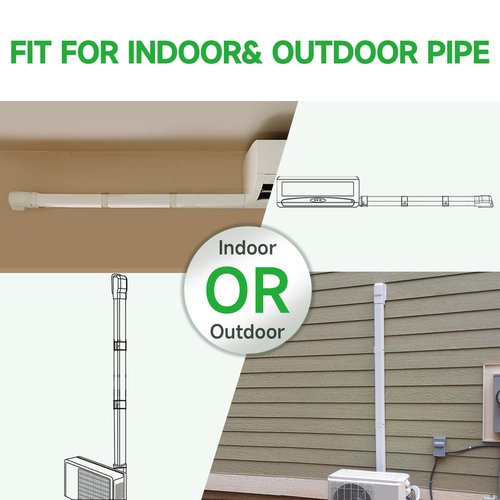 Cestluck 4 Inch Mini Split Line Set Cover 11 Ft, PVC & PP Line Cover Set Universal for Mini Split AC & Central AC, Line Set Cover for Heat Pump System