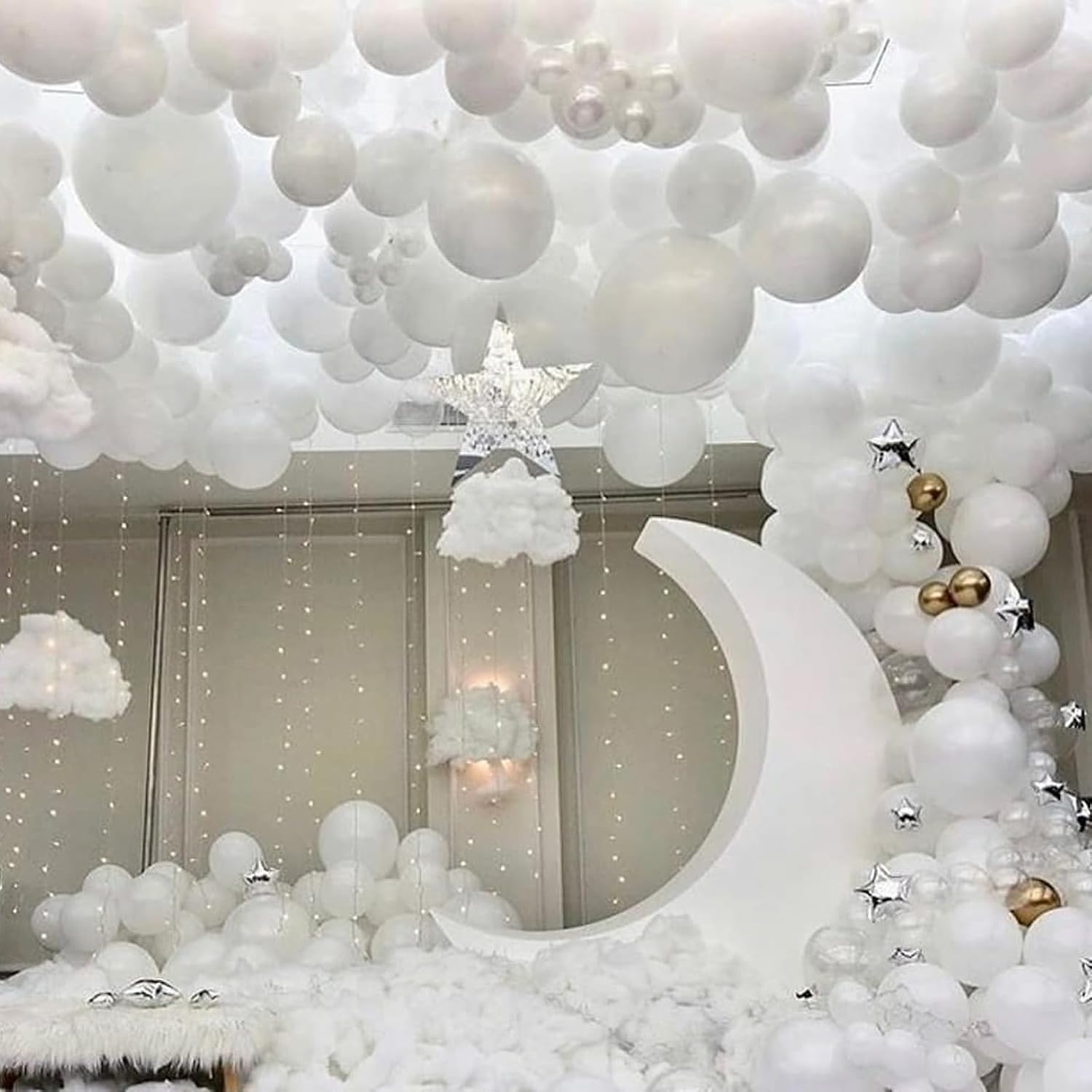 White Latex Balloons - 55pcs 12-Inch White Balloons with Ribbon for Celebrations & Events
