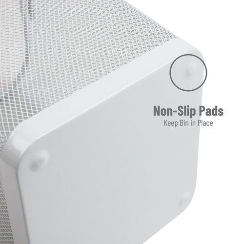 Mind Reader Mesh Trash Can, Square Wastebasket for Office or Home, 5 Gallon Capacity, Metal Mesh, Set of 2, White