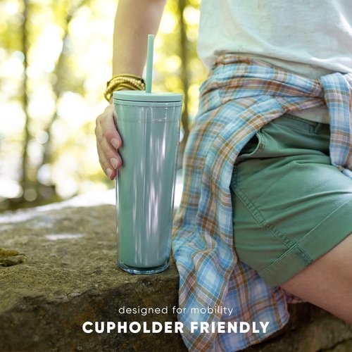 Simple Modern Plastic Tumbler with Lid and Straw | Reusable BPA Free Iced Coffee Cups Double Wall Smoothie Cup | Gifts for Women Men Him Her | Classic Collection | 24oz | Sherbet Swirl