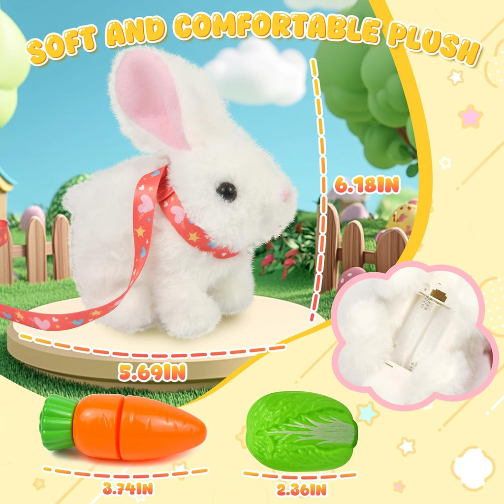 Bunby Easter Robot Bunny Pal - Interactive Plush Toy with Sounds & Hopping Action | White