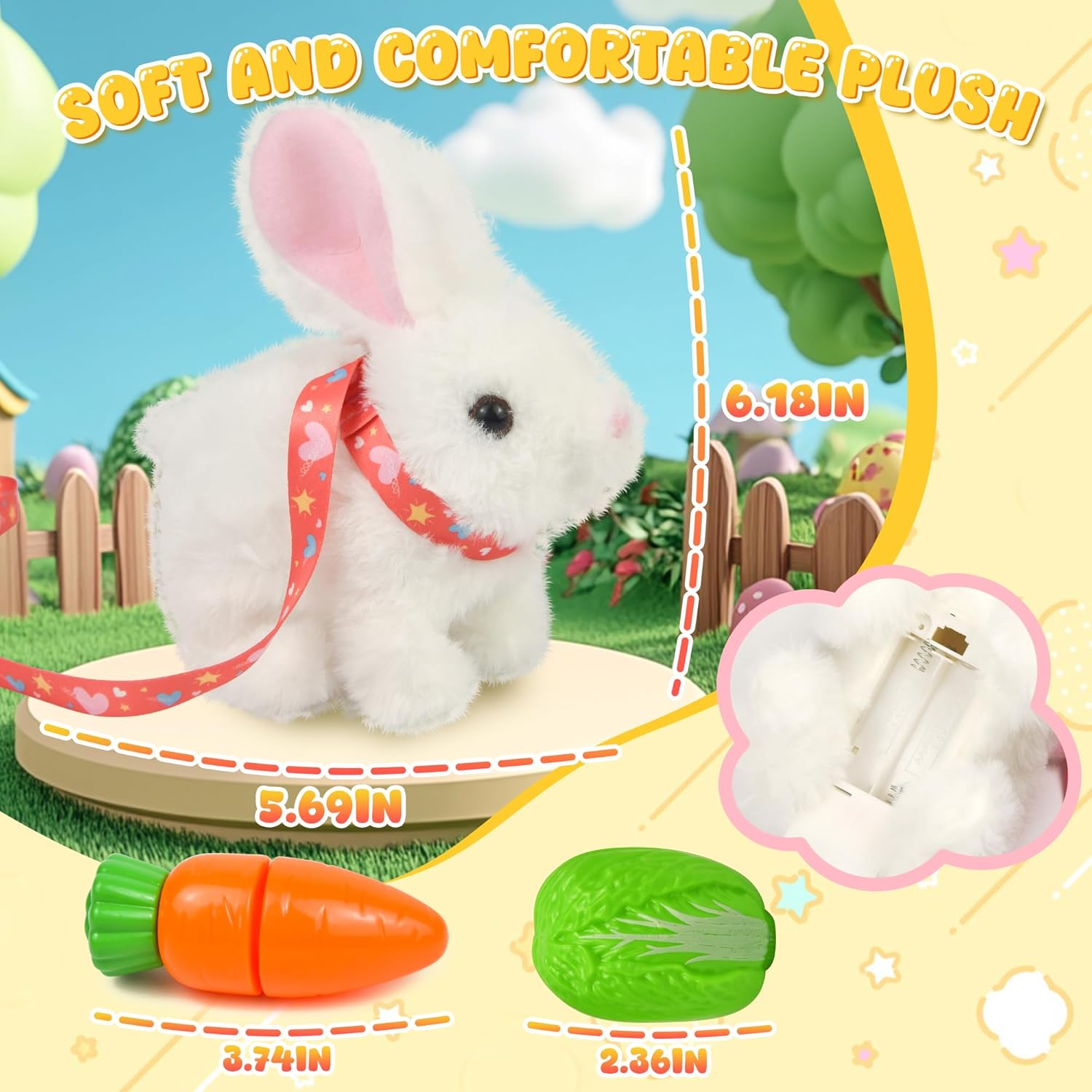 Bunby Easter Robot Bunny Pal - Interactive Plush Toy with Sounds & Hopping Action | White