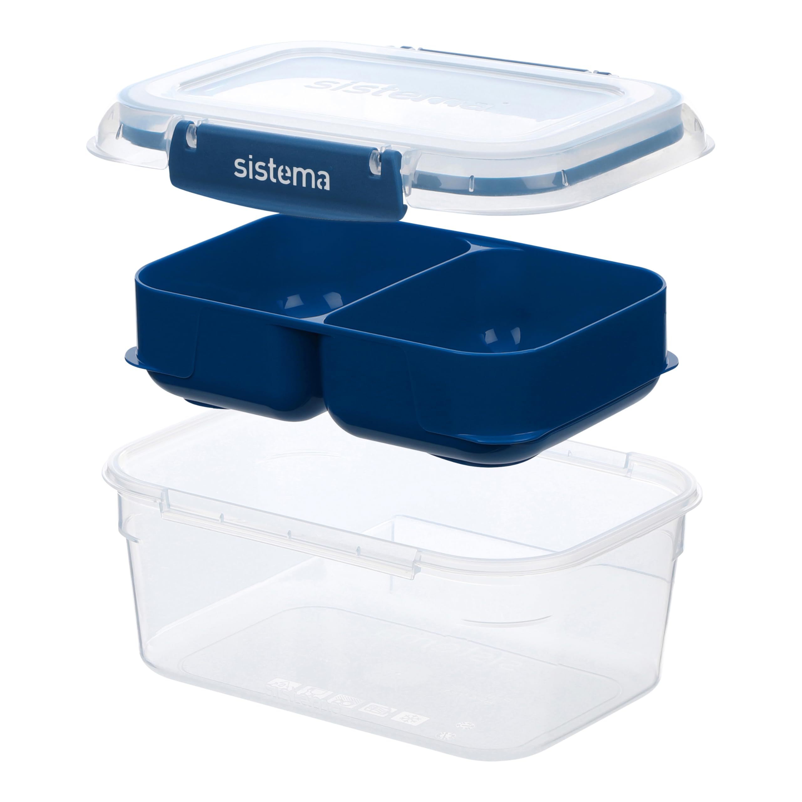 Sistema TO GO Stax Leakproof Food Storage Containers | 1 L | Airtight & Stackable Meal Prep Containers with Lids | Lunch Boxes | BPA-Free | 3 Count