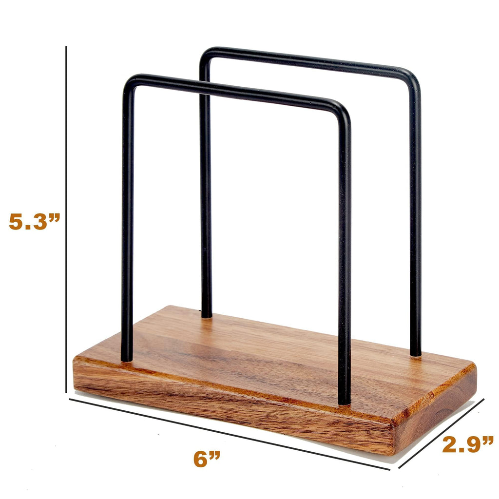 Acacia Wood Napkins Holder with Metal Wire,Standing Napkin Holder for Table