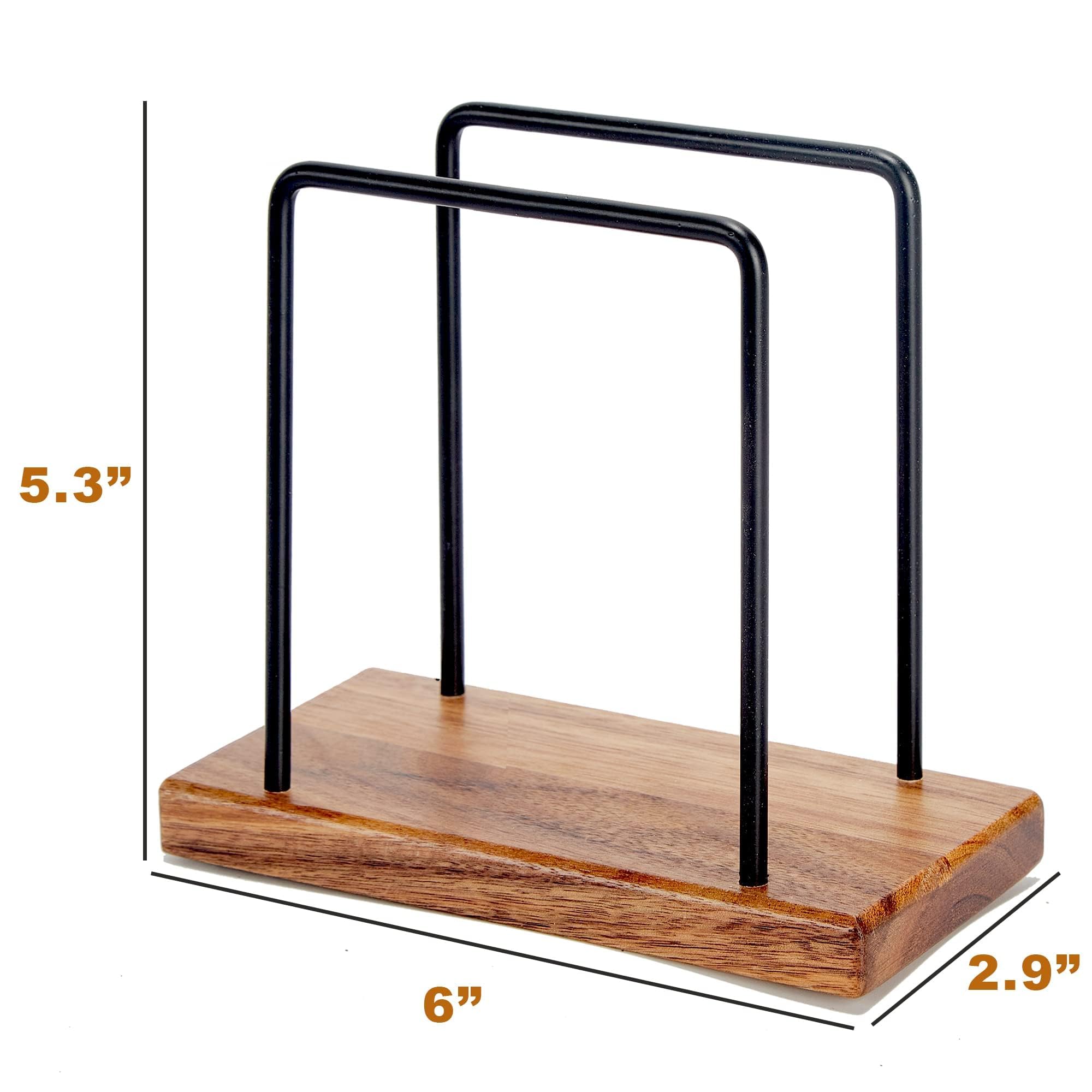 Acacia Wood Napkins Holder with Metal Wire,Standing Napkin Holder for Table