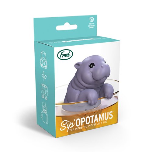 Genuine Fred SIP'OPOTAMUS Baby Hippo Tea Infuser – Moo Deng Inspired Design - Loose Leaf Tea Strainer - BPA-Free Silicone - Dishwasher Safe - Cute and Functional Gift