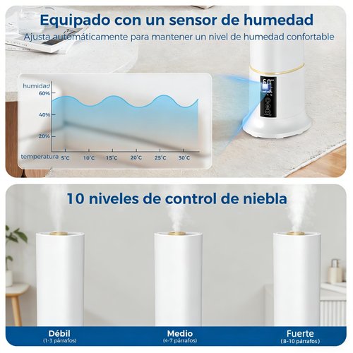Humidifier Large Room,2.4Gal Cool Mist Humidifiers for Bedroom 9L High Capacity 24dB Quiet Air Humificador fit Removable Water Tank 360° Adjustable, Top Fill & Easy Clean with Remote Control