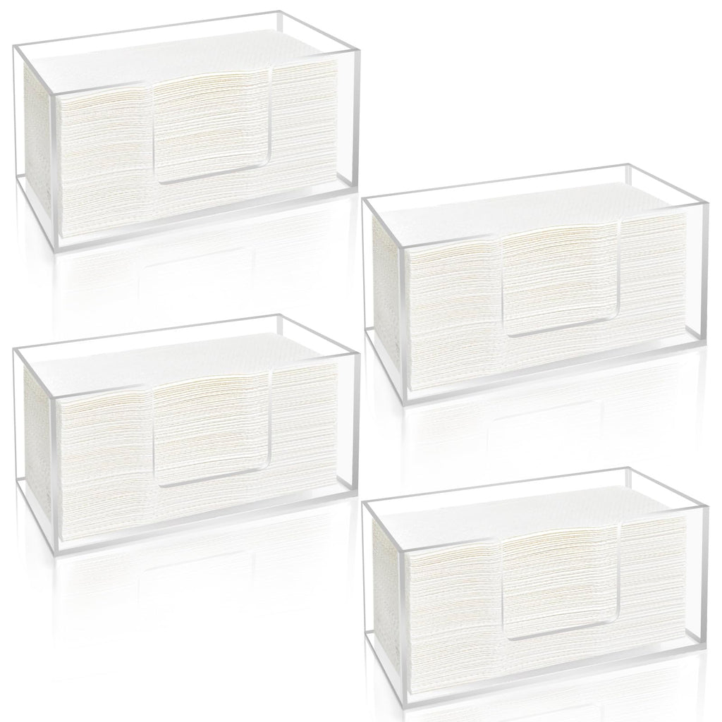Acrylic Paper Towel Dispenser, Clear Napkin Holder for Bathroom, 4 Pack
