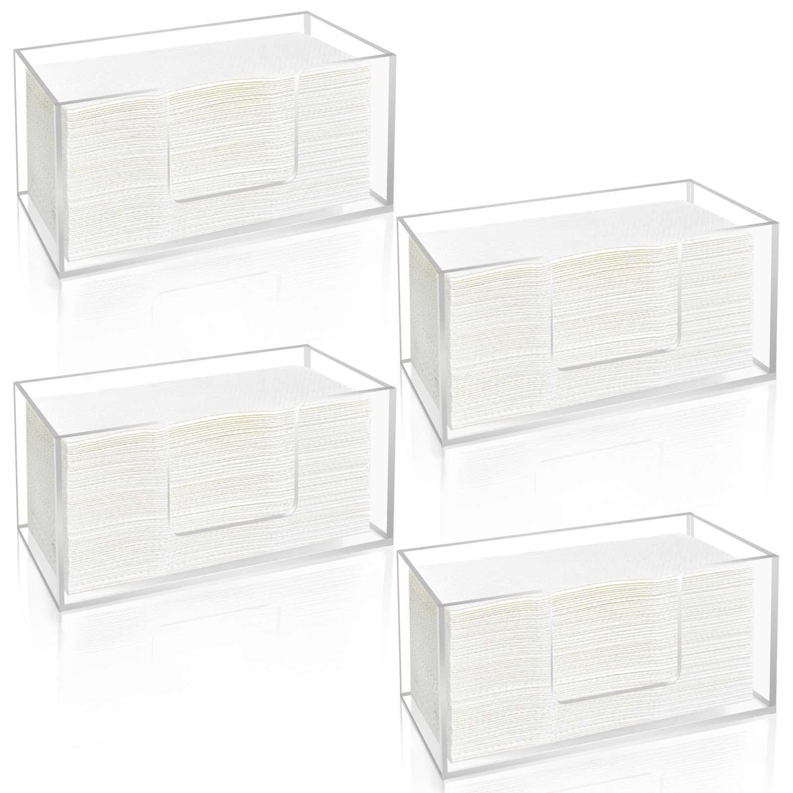 Acrylic Paper Towel Dispenser, Clear Napkin Holder for Bathroom, 4 Pack