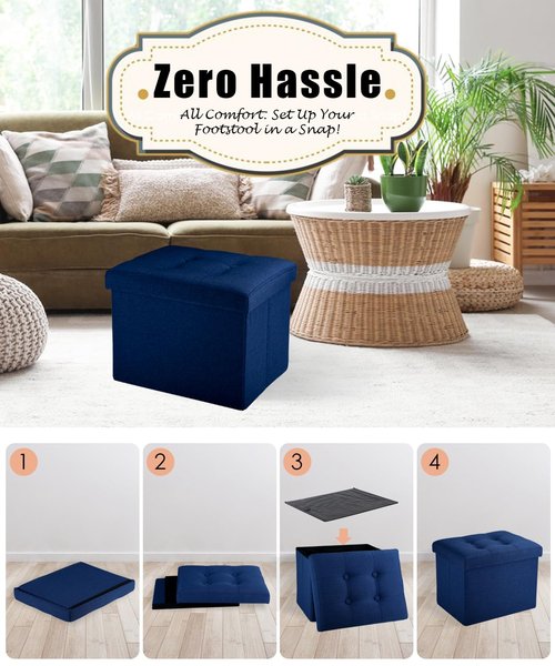 Docvania Ottoman Storage Ottoman Foot Rest Stool Foldable Bench Student Dormitory Bedroom and Entryway Storage 17 X 13 X 13