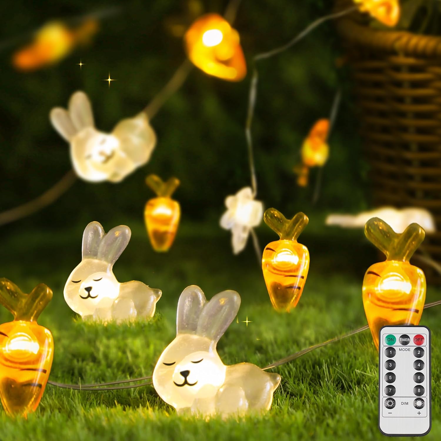 Suddus Easter String Lights - 12.8ft Battery Operated 40 LED Outdoor & Indoor Decorations