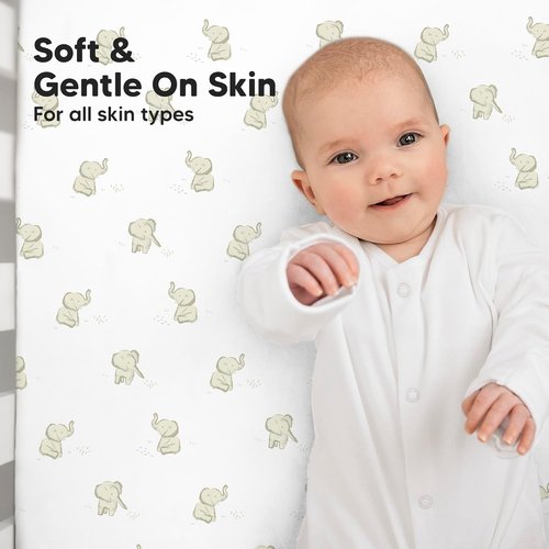 KeaBabies Baby Crib Sheets - Soft & Cozy Viscose Bamboo Fitted Mattress Covers | 2-Pack, 52x28, Neutral