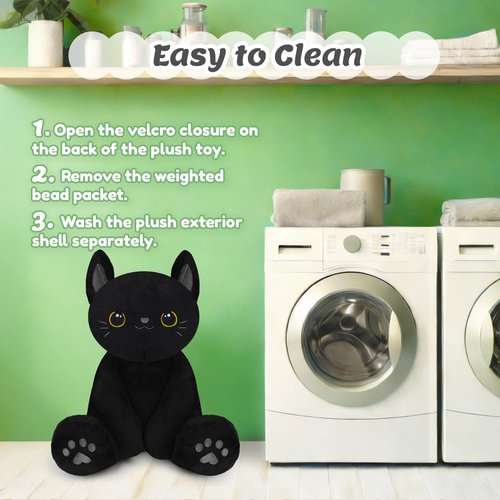 BRICHOEE Weighted Stuffed Animals, 5lbs Black Cat Plush Calming Weighted Black Cat Stuffed Animals, Cute Plush Toy Sensory Plushie Pillow Birthday Gifts for Adults Baby Kids Boys Girls