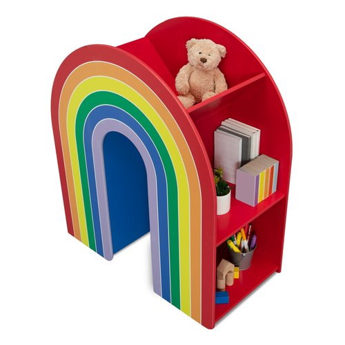 Delta Children Rainbow Bookcase – Greenguard Gold Certified Kids Bookshelf and Toy Storage, Montessori Bookcase for Playroom, Nursery and Classroom, Colorful Kids Book Shelf, Natural Finish