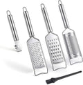 Tongjude Stainless Steel Cheese Grater Set - 5-Piece Kitchen Grater, Peeler, Slicer & Zester with Cleaning Brush