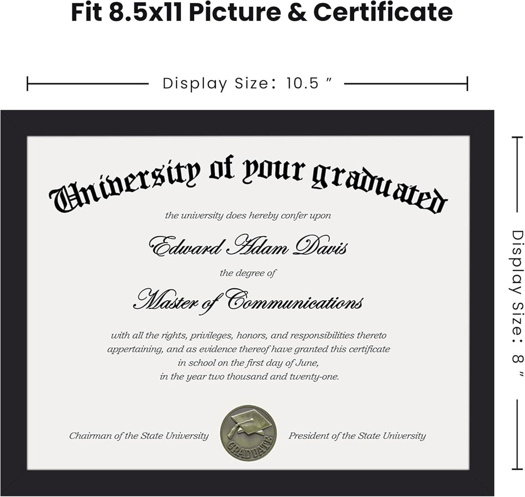 Upsimples 8x10 Picture Frame Set of 5 | Includes 8.5x11 Certificate Frame for Versatile Display