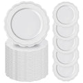 50 Pack Silver Charger Plates, 13 Inch Silver Chargers Plastic Round Dinner Charger Plates Bulk Decorative Beaded Flower Plate Chargers for Wedding Party Event Bridal Shower Elegant Tabletop Decor