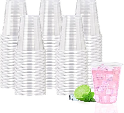 BYSNOW 12 oz Clear Plastic Cups - 300 Count Bulk | Heat-Resistant for Hot Beverages, Soda & Juice