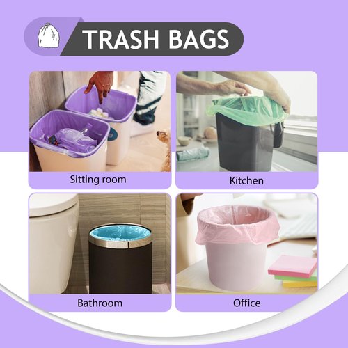 4 Gallon 300pcs Strong Trash Bags Colorful Clear Garbage Bags, Bathroom Trash Can Bin Liners, Small Plastic Bags for home office kitchen, fit 12-15 Liter, 3,3.5,4.5 Gal,Multicolor