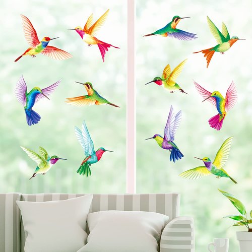DECOWALL DS-8060 Tropical Flowers and Hummingbirds Wall Decals Stickers Room Bedroom Living décor Art Bird murals Removable Leaf Tree Vinyl Nursery Stick Window Home Peel DIY Kids Flying Decorations