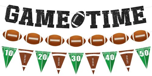3 Pcs Football Banner Garland | No DIY - Pre-strung Game Time Football Party Banner | Birthday Party Decorations Bowl Game Indoor Decor