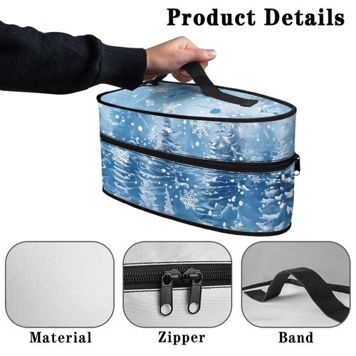 LVEWYB Winter Christmas Tree Iron Tote Case for Travel Mini Steam Iron Dustproof Protective Flower Printed Carrying Bag Universal for Most Irons with Handle