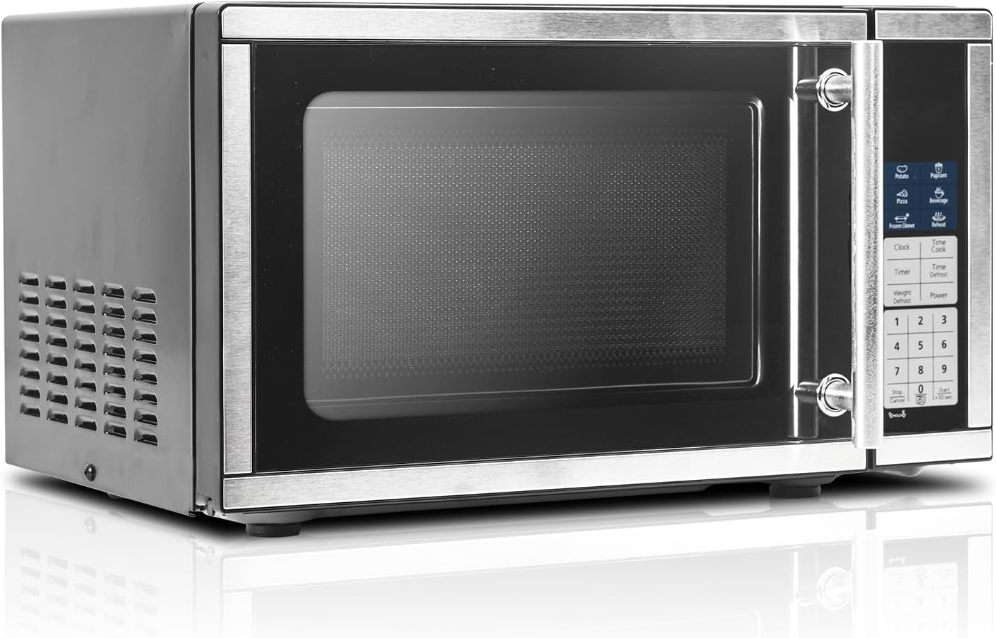 Smad 0.7 Cu.Ft Mini Microwave - 700W Compact Countertop with Removable Turntable & Child Lock | Stainless Steel