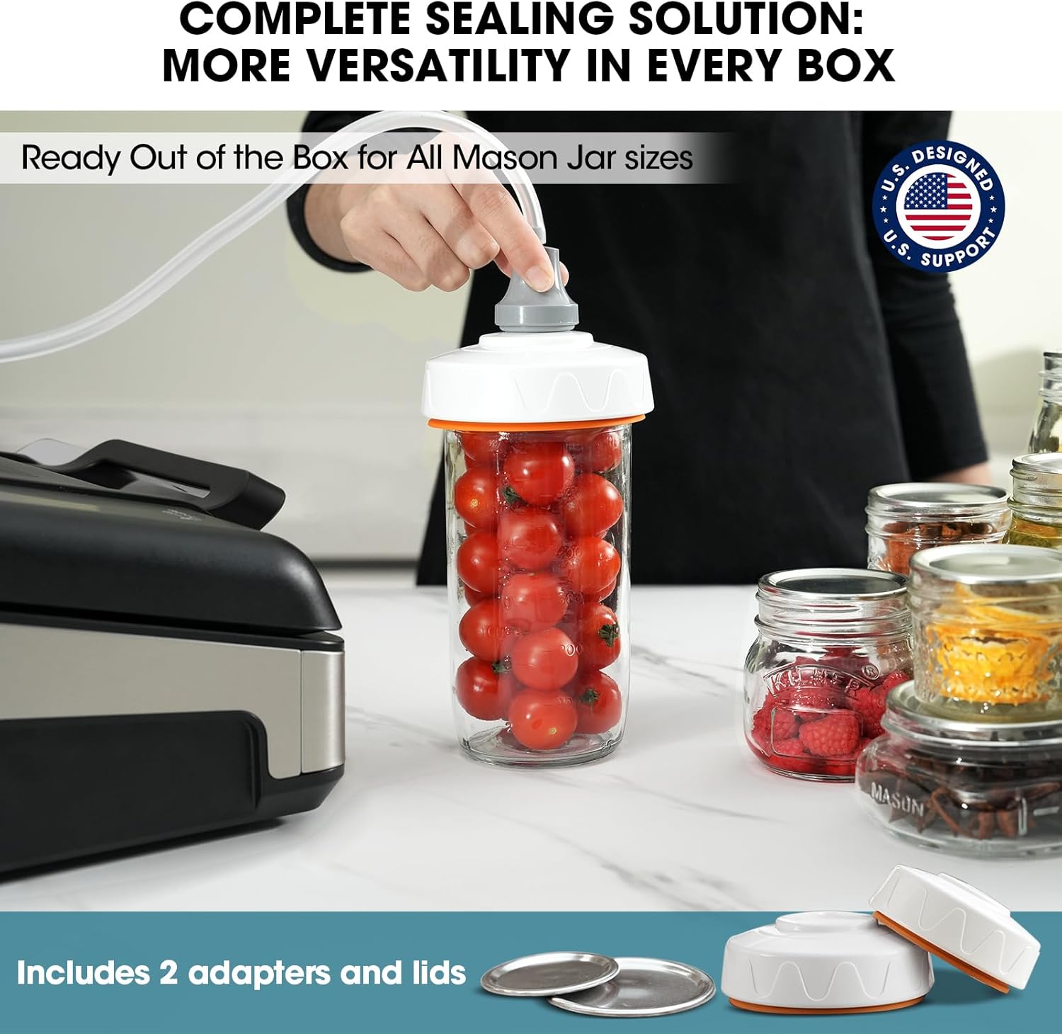 Vesta Precision Vacuum Sealer Machine - Smart Heat Sealing for Liquid & Moist Foods | Includes Cutter & Jar Kit