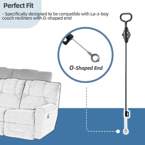 XCWT Recliner Pull Handle Replacement Compatible with Lazyboy - D Ring Parachute Style Recliner Release Cable Replacement for Lazy Boy Couch Sofa