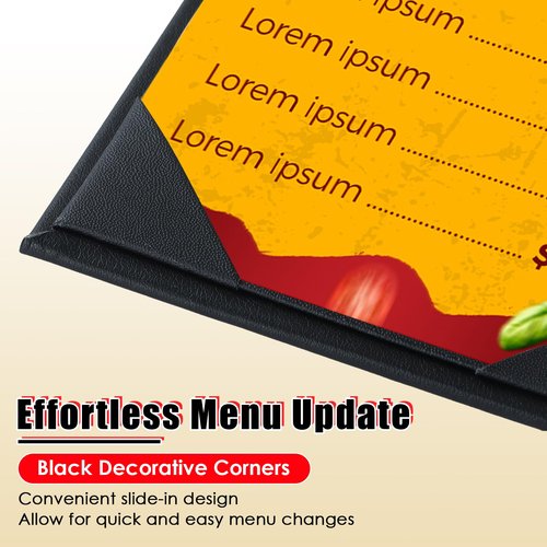 NATGAI 10 PCS 4 View Menu Covers 4.25" x 11", PU Leather Menu Cover Menu Holders, Waterproof Double View Restaurant Menu Covers, Fit for Restaurant Bar Cafe Hotel Wine List (4 View, 4.25"x11")