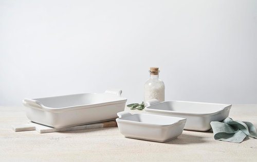 Le Creuset Stoneware Heritage Set - 3 Rectangular Dishes in Artichaut Color