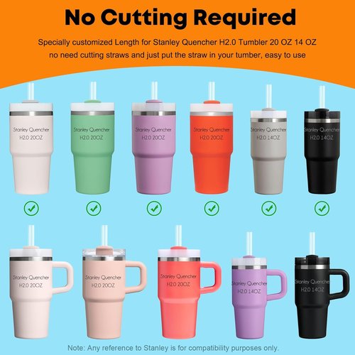 ALINK Clear Replacement Straws - Reusable 6 Pack for Stanley 20oz & 14oz Tumblers | Dishwasher Safe & BPA Free
