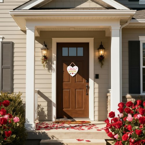 Valery Madelyn Valentines Day Decorations, Wooden Heart Decor with LED Light, Valentine Wreath for Front Door, Romantic Heart Decorations for Home Proposal Wedding Anniversary, 11 inch