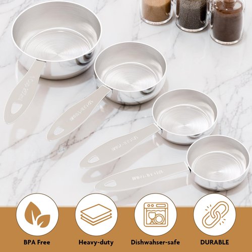 LEIFENY 1PCS 1Cup(250ml) Stainless Steel Measuring Cup, Heavy-duty Single Metal Scoop for Wet and Dry Ingredients, Great Kitchen Gadgets for Cooking