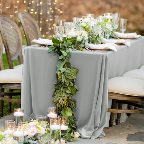 10 Pack Light Grey Tablecloths for 6ft Rectangle Tables 60 x 102 Inch - Polyester Table Cover Stain and Wrinkle Resistant Washable Fabric Table Clothes for Wedding Party Banquet Reception Restaurant