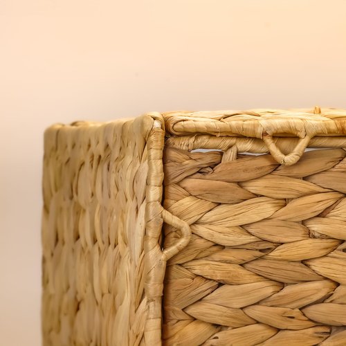 TREVIETDECOR 10.5x10.5in Wicker Storage Baskets, Handwoven Water Hyacinth Foldable Cube Bins for 11.5" × 11.5" and Larger Cube Shelves, Set of 6 (Natural)