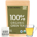 Propertea Organic Green Tea Bags - 100 Count Eco-Friendly Resealable Pouch | Rich in Antioxidants, Hot or Iced