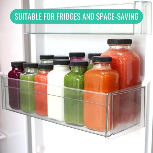 CAKKVDE 8 oz Glass Juice Bottles with Lids 6 Pack,Reusable Glass Drink Bottles,250ml Water Drinking Jars for Milk,Juicing,Kombucha,Ginger,Beverage Glassware,Juice Drinking Jars