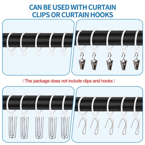 AMZSEVEN 44 Pack Curtain Rings with Eyelets, Metal Drapery Rings for Pinch Pleat Curtains, Drape Ring 1.5 Inch I D, Fits Up to 1.2 in Rod (White)