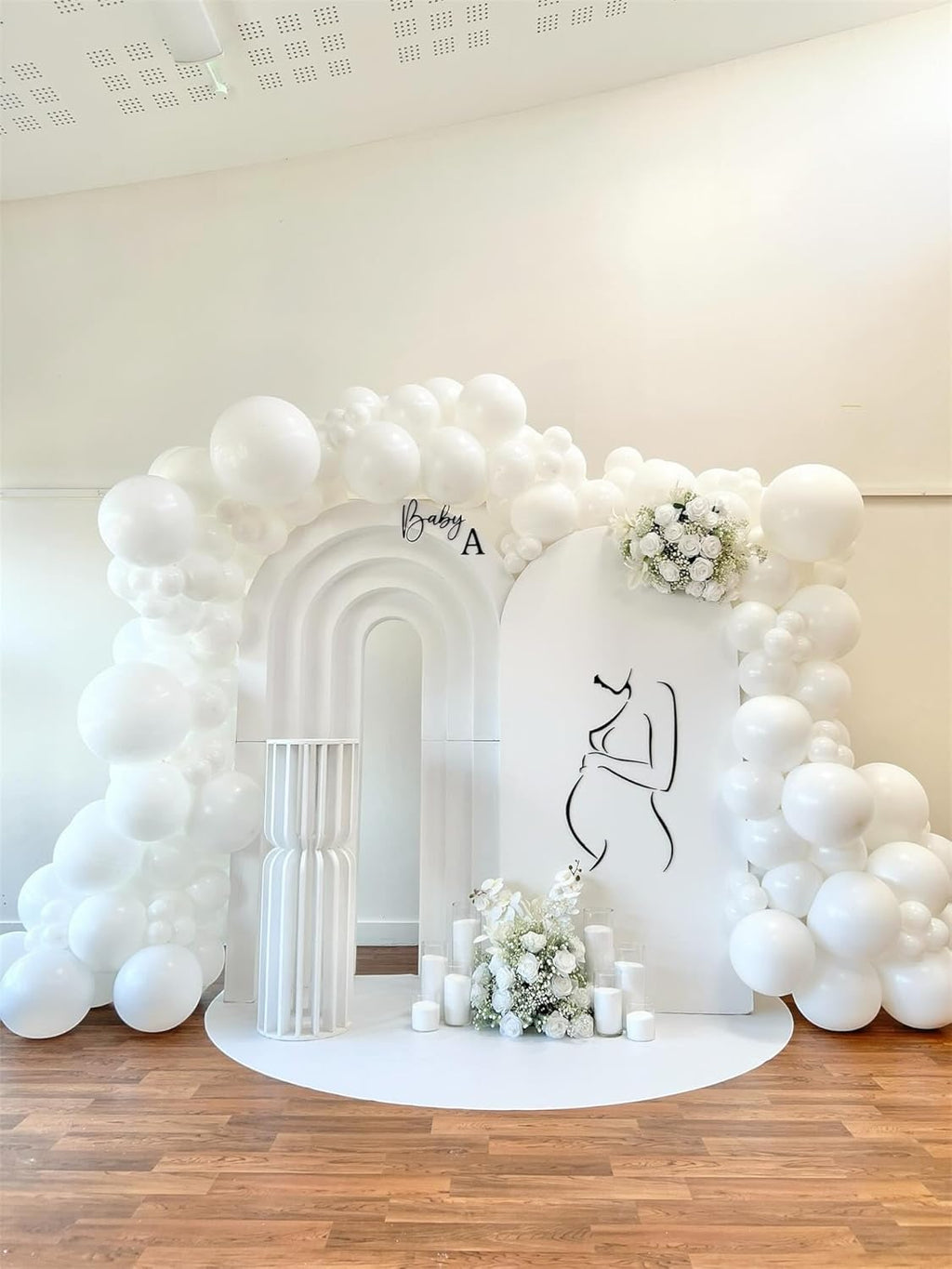 White Latex Balloons - 55pcs 12-Inch White Balloons with Ribbon for Celebrations & Events