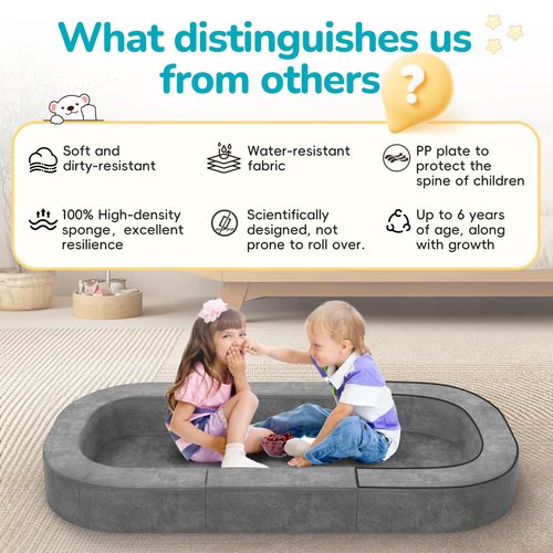 cutebeams 3-in-1 Toddler Floor Bed, Portable Toddler Travel Bed, Lounger and Sofa for Kids 1-6 Years, with Carrying Bag, Lightweight Foldable Design for Camping, Travel & Sleepovers, Size L