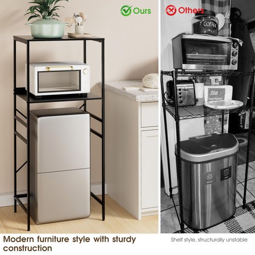 QieerHior Mini Fridge Shelf Mini Fridge and Microwave Stand Over Mini Fridge Storage Rack Height Adjustable Microwave and Fridge Stand Suitable for Dorm, Kitchens, Offices, Black