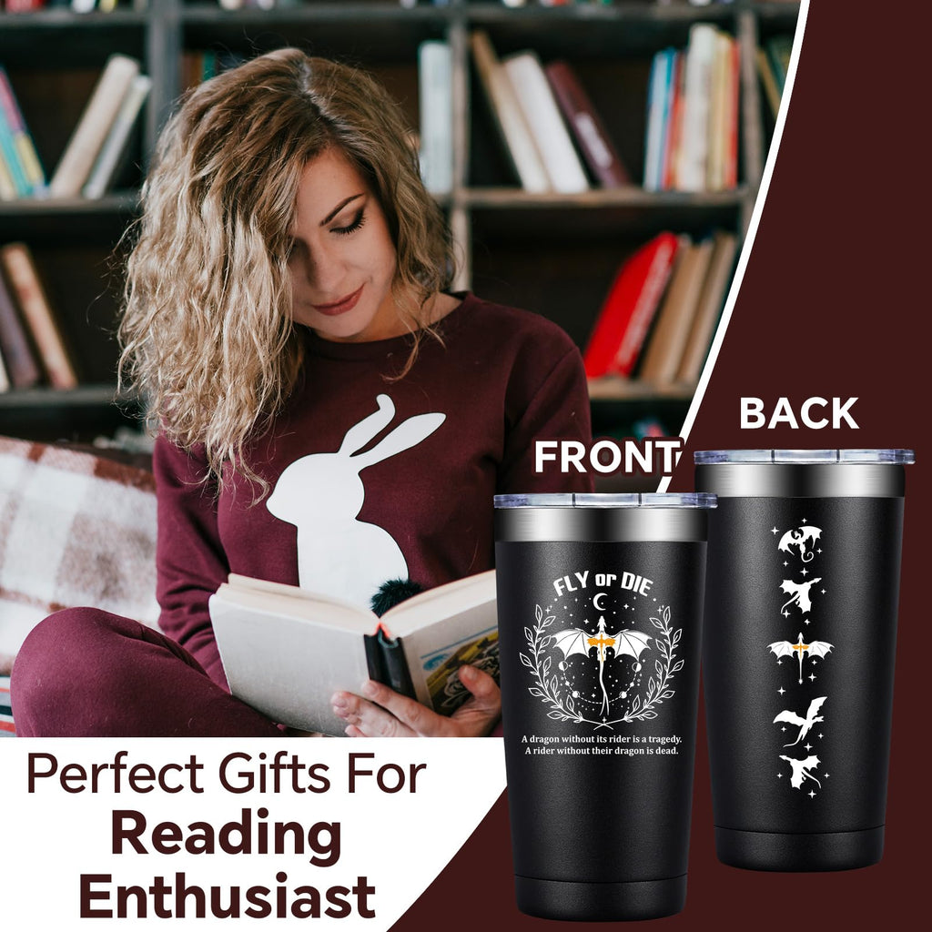 Fufendio Fourth Wing Merch, Inspired Fantasy Book Lover Gifts, Funny 4th Wing Bookish Dragon Merchandise Tumbler 20oz