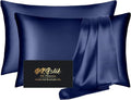 Mulberry Silk Pillowcases by Skiennix - Smooth, Anti-Acne Beauty Sleep Set of 2 | Navy Blue with Zipper