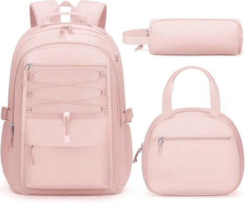 Fimibuke Kids Backpack Set - 3 PCS Waterproof Girls Backpack with Lunch Box & Pencil Case | Lightweight School Bag for Travel & Everyday Use