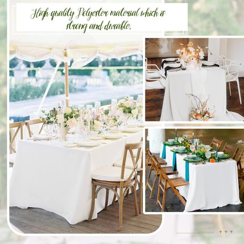 Pesonlook 8 Packs 90 x 132 Inch Tablecloth, White Polyester Table Cloth for 8ft Rectangle Tables, Stain and Wrinkle Resistant Washable Fabric Table Cover for Wedding Banquets Parties Buffet Dining
