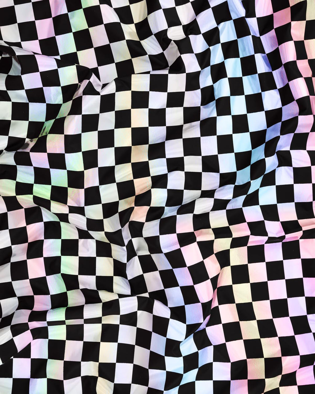 xo, Fetti Black and Iridescent Checkered Washable Tablecloth - 9 ft. | Birthday Party Decorations, Disco Bachelorette Party Supplies, Retro Tableware, Cute Table Cover
