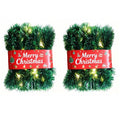 2 Pack Christmas Garland with Lights, Total 38 Feet 80 Led Lighted Pre-Lit Long Garlands for Stairs Railing Fireplace Mantle Door Battery Operated Frame Decor Green Greenery Indoor Outdoor Decorations